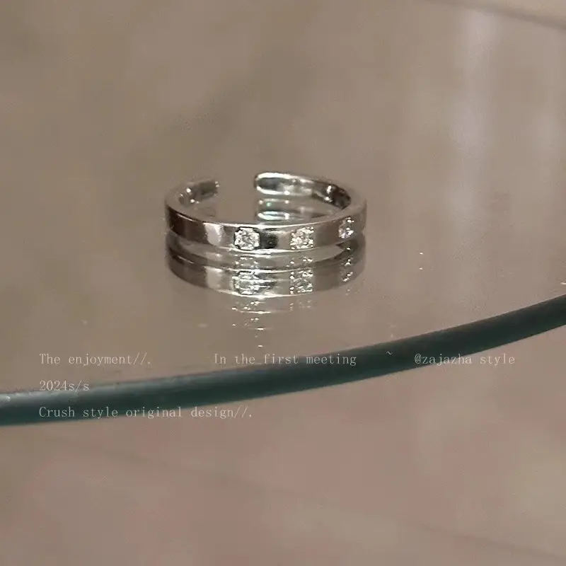 Ins Style Korean Niche Ring, Feminine, Versatile, Simple and Personalized Pair of Rings, High-End Open Index Finger Ring Wholesale