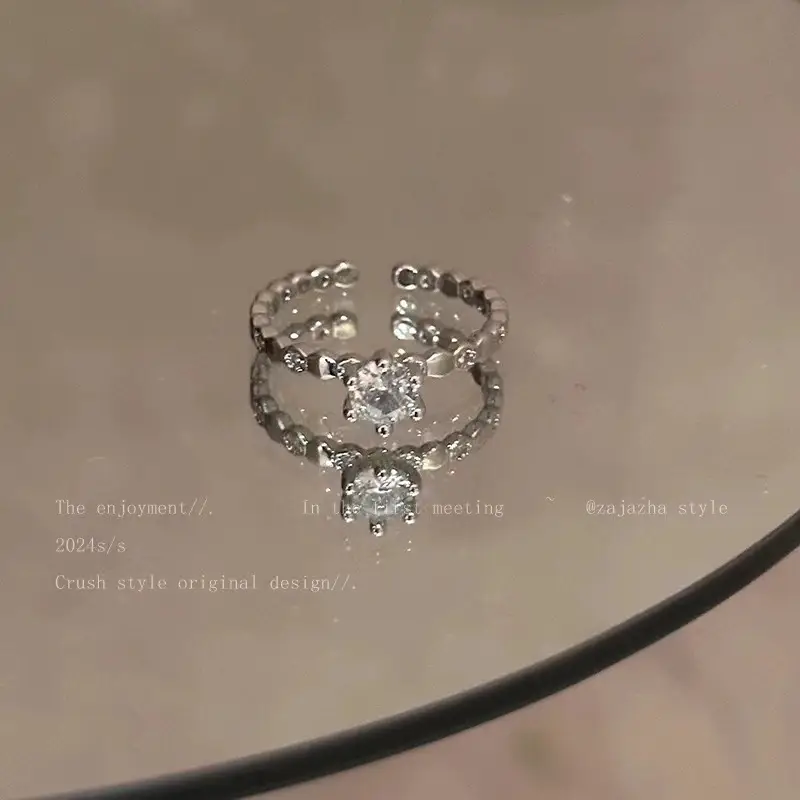 Ins Style Korean Niche Ring, Feminine, Versatile, Simple and Personalized Pair of Rings, High-End Open Index Finger Ring Wholesale