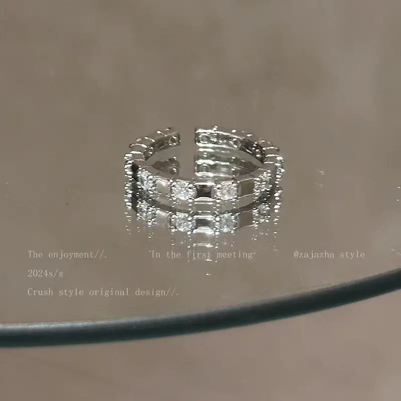 Ins Style Korean Niche Ring, Feminine, Versatile, Simple and Personalized Pair of Rings, High-End Open Index Finger Ring Wholesale