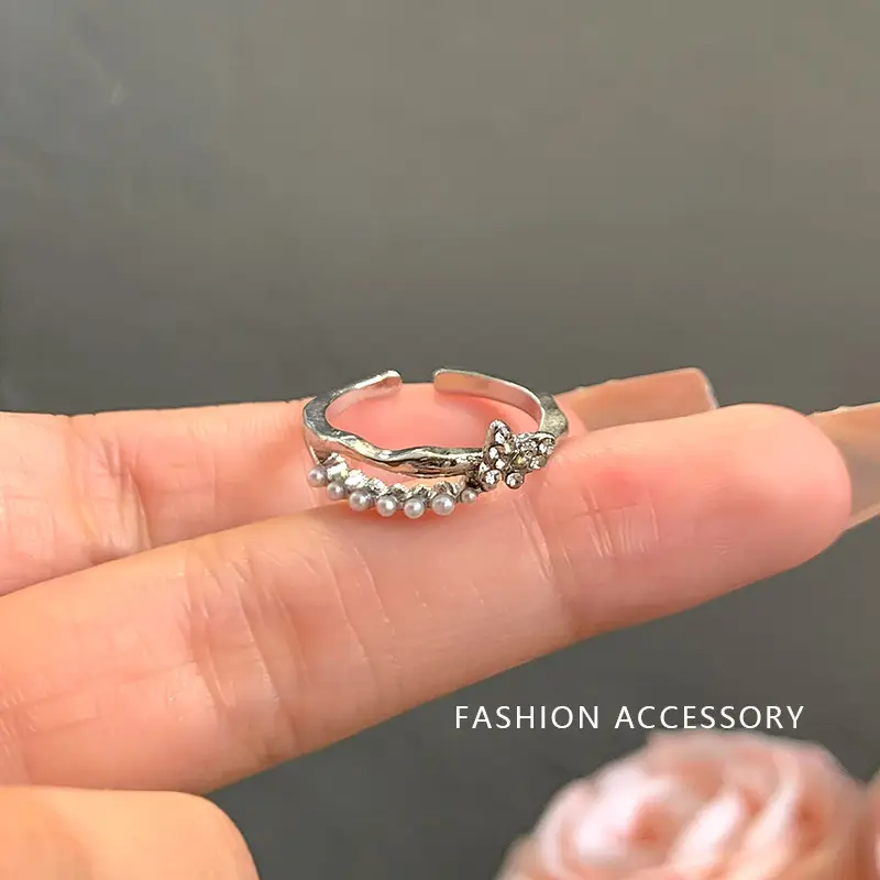 Ins Style Korean Niche Ring, Feminine, Versatile, Simple and Personalized Pair of Rings, High-End Open Index Finger Ring Wholesale