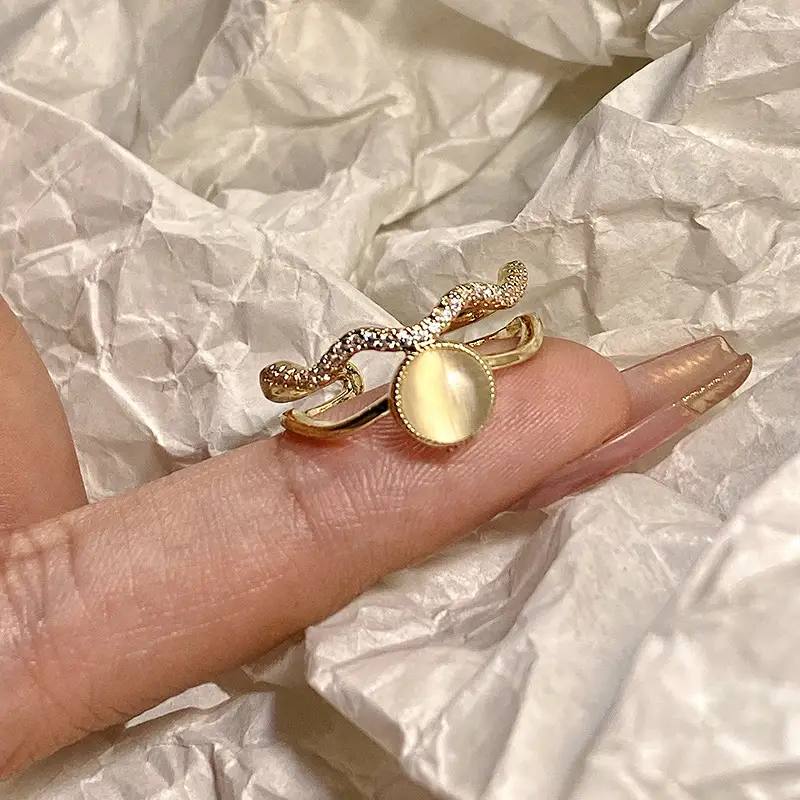 Ins Style Korean Niche Ring, Feminine, Versatile, Simple and Personalized Pair of Rings, High-End Open Index Finger Ring Wholesale