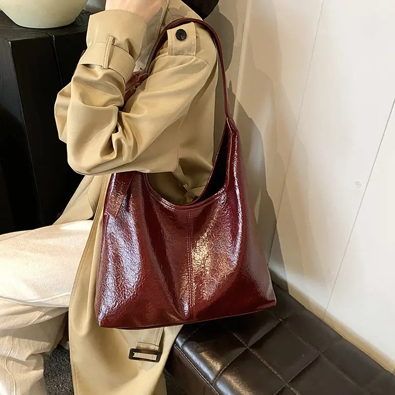 Women's Cross-Brand PU Leather Shoulder Bags Brown Black Red - Image 6