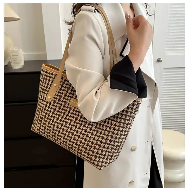 Women Cross-border Canvas Tote Bag Large Capacity Brown — feature 14