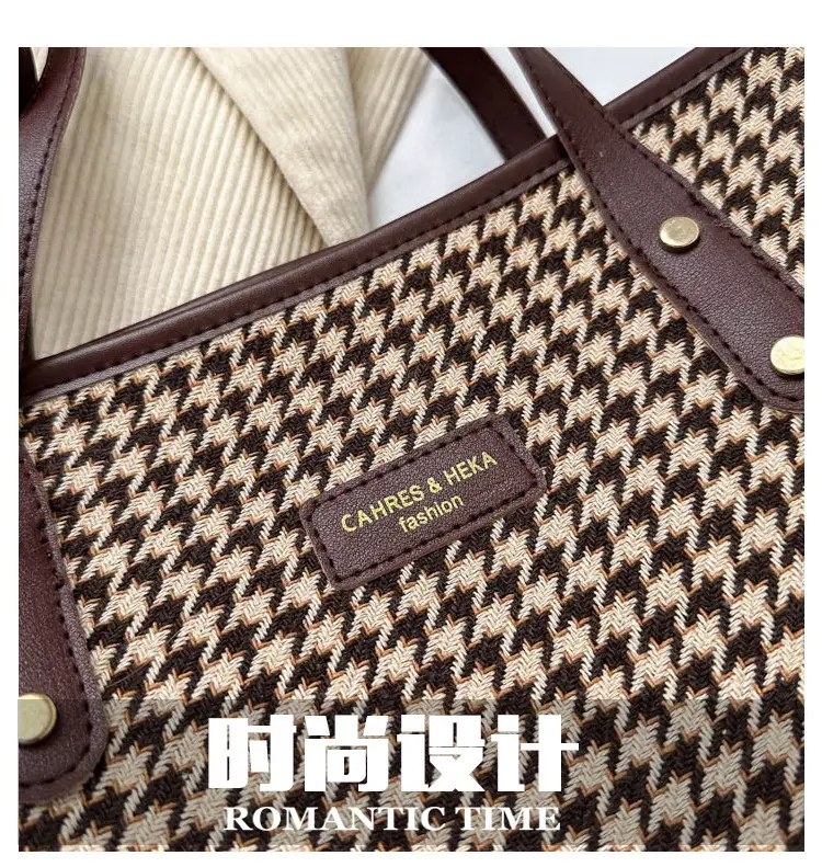 Women Cross-border Canvas Tote Bag Large Capacity Brown — feature 4