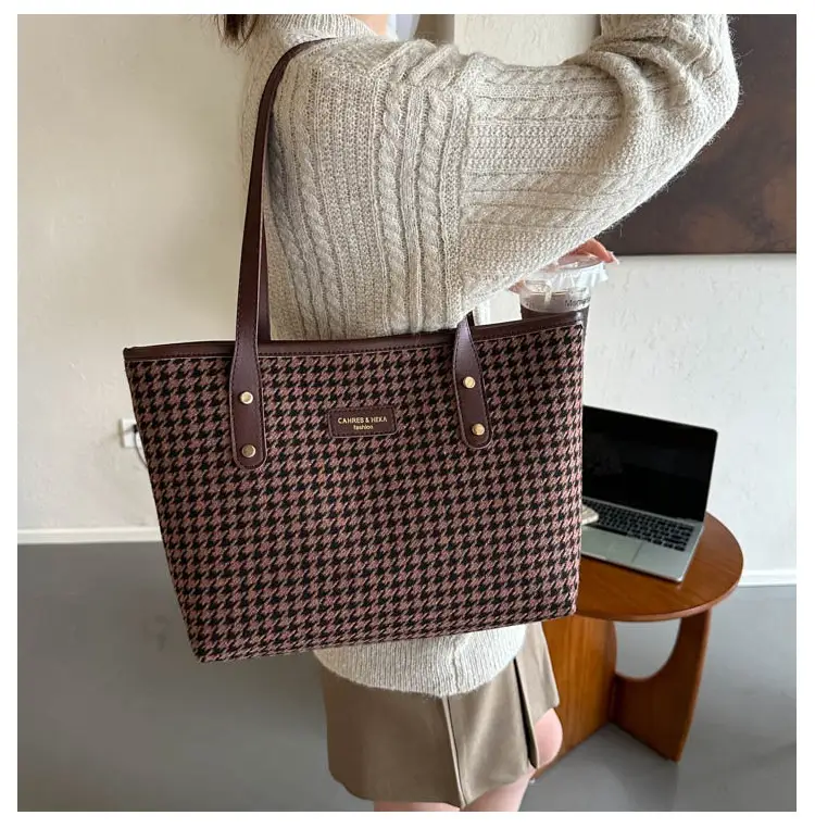 Women Cross-border Canvas Tote Bag Large Capacity Brown — feature 9
