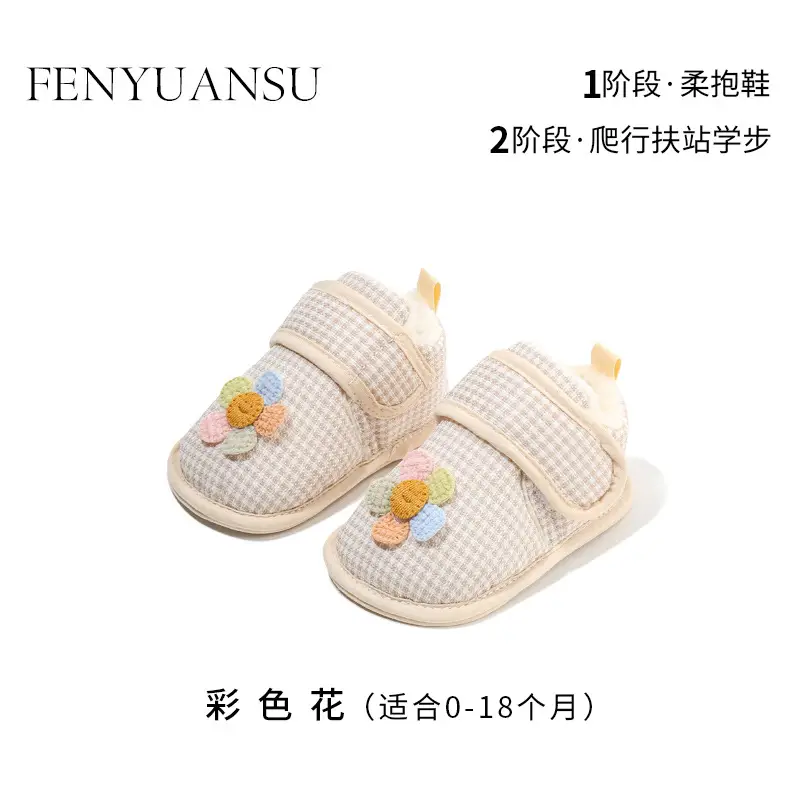 Baby Cotton Shoes, Warm Cloth Shoes, Toddler Shoes, 3-10 Months, 0-1 Year Old Girls, Baby Shoes, Soft Sole, Non-Slip, Fleece-Lined