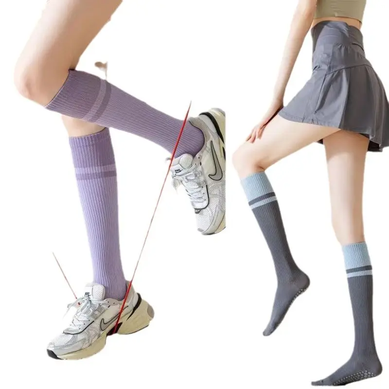 Calf Socks Women's Mid-Calf Socks Non-Slip Professional Sports Muscle Pressure Socks Fitness Pilates Cycling Yoga Socks