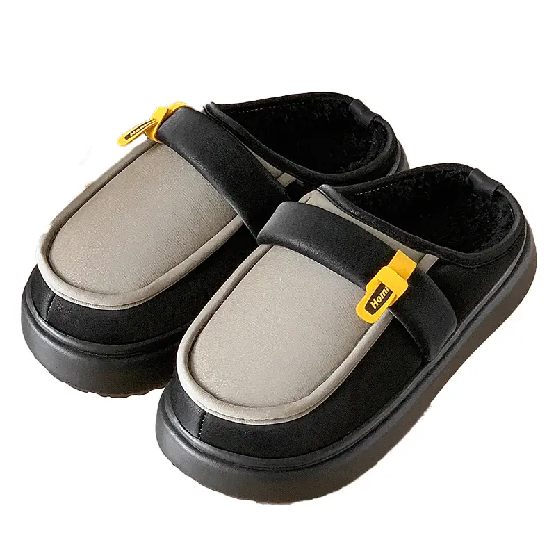 Men's Cotton Slippers Autumn and Winter Indoor Home Warm Non-slip Waterproof Outer Wear Dirty Resistant fleece-lined Simple Fashion Slippers - Image 7