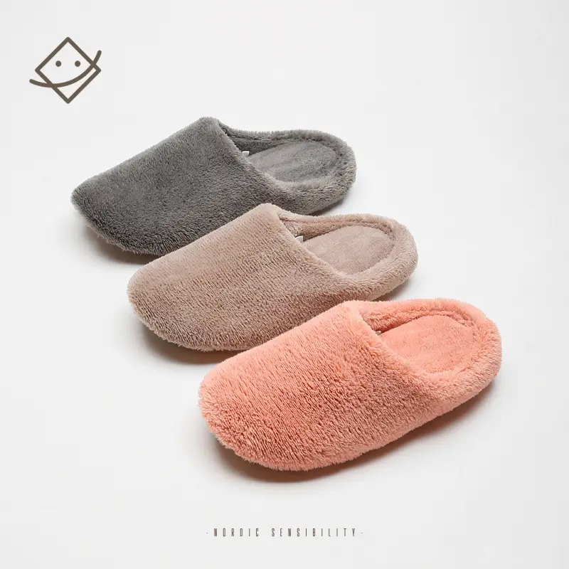 New Japanese-Style Slippers for Men Women Warm Plush Autumn Winter