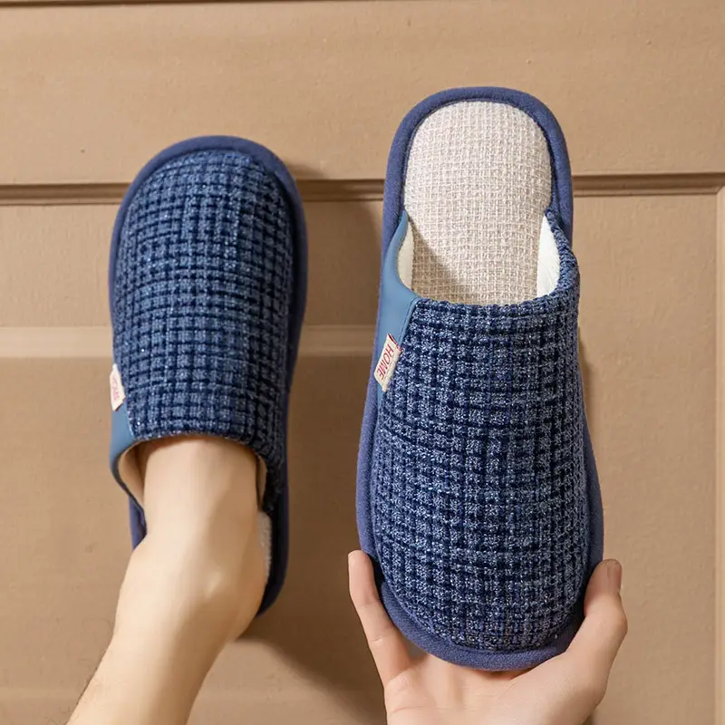 Women Cotton Slip-On Slippers Brown Winter Indoor - Image 7