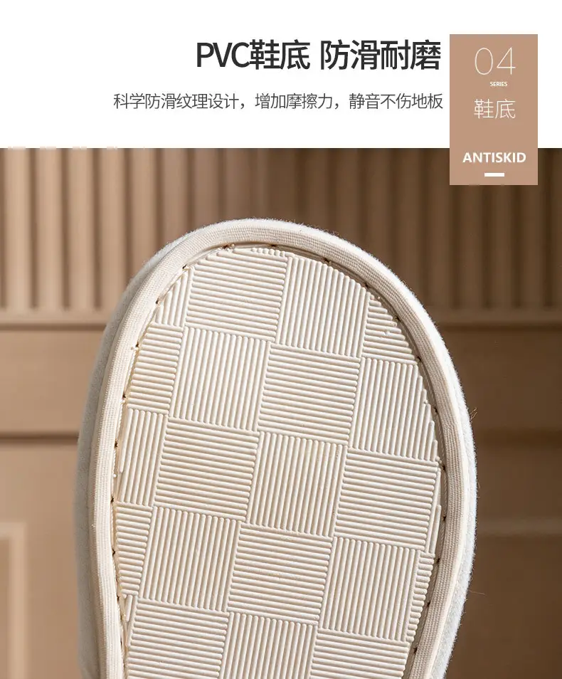 Women Cotton Slip-On Slippers Brown Winter Indoor — feature 10