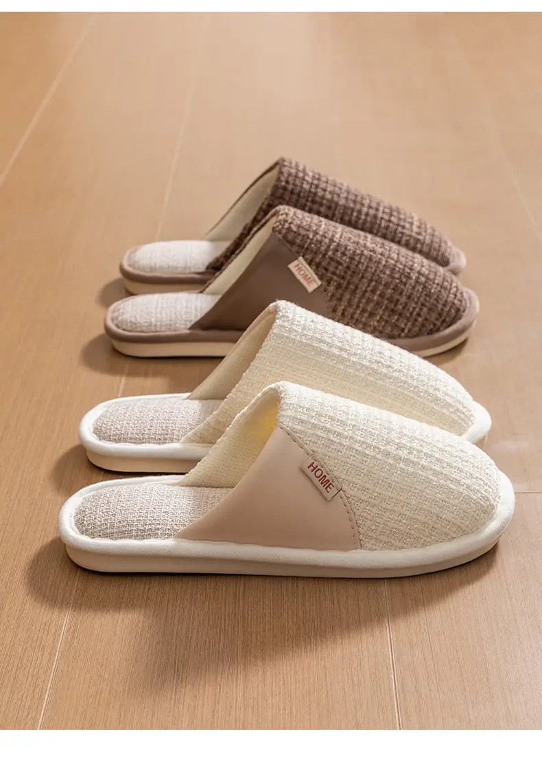 Women Cotton Slip-On Slippers Brown Winter Indoor — feature 16