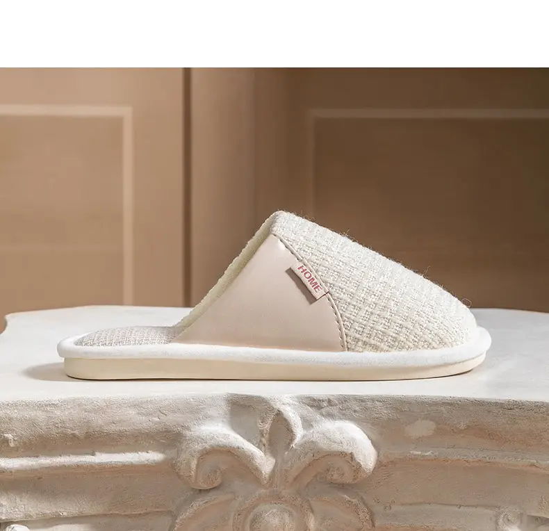 Women Cotton Slip-On Slippers Brown Winter Indoor — feature 18