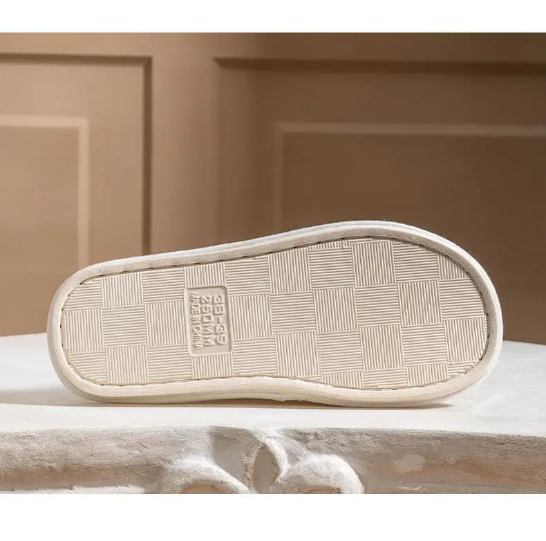 Women Cotton Slip-On Slippers Brown Winter Indoor — feature 20