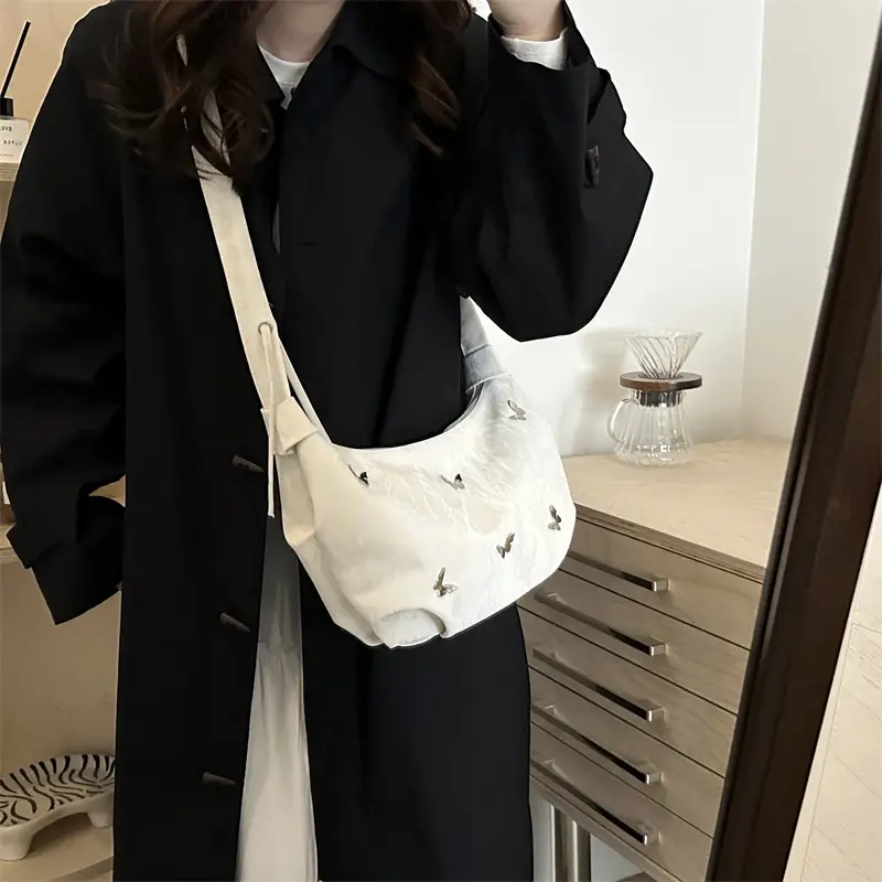 Black Butterfly Embroidered Shoulder Crossbody Bag - Image 6