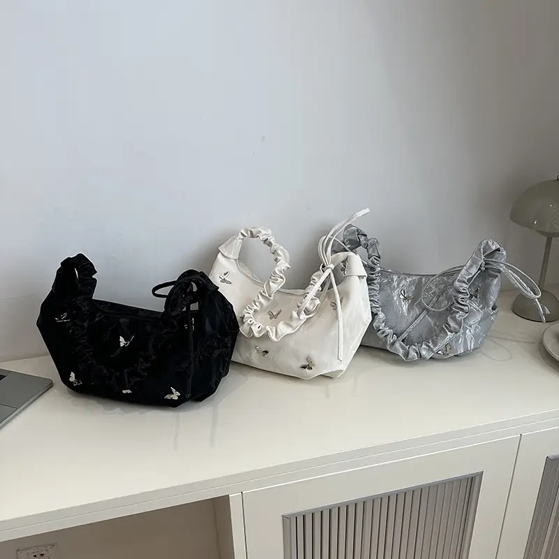 Black Butterfly Embroidered Shoulder Crossbody Bag - Image 7