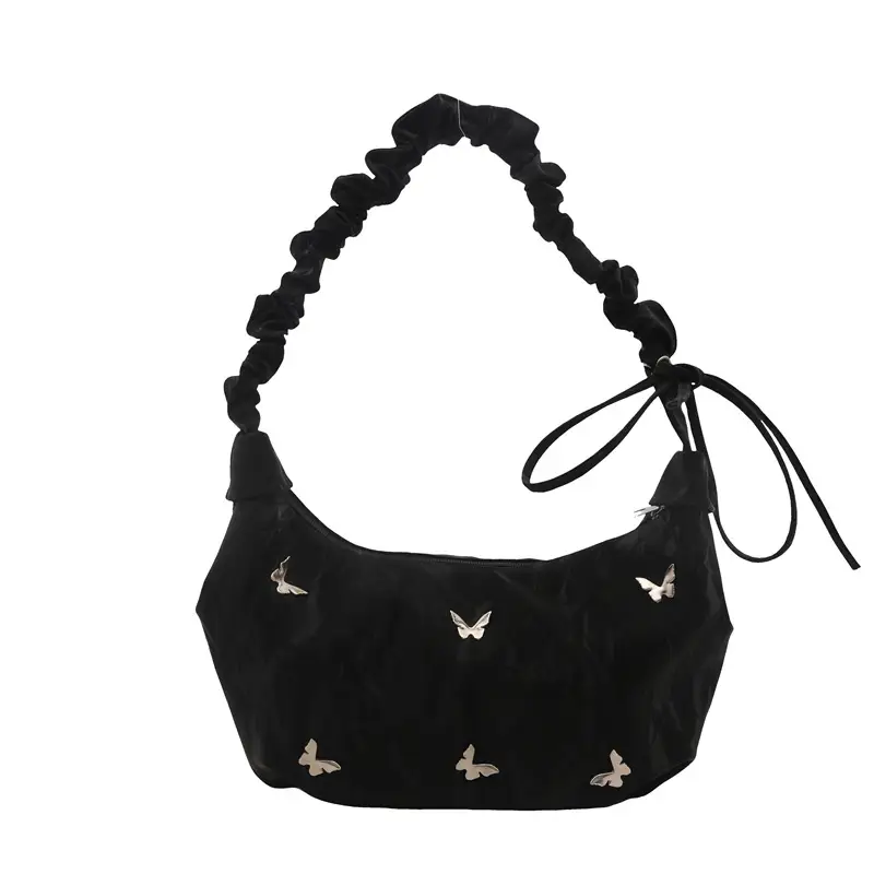 Black Butterfly Embroidered Shoulder Crossbody Bag - Image 8