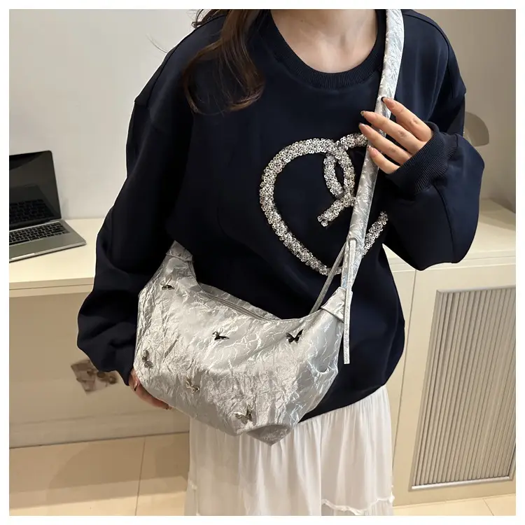 Black Butterfly Embroidered Shoulder Crossbody Bag — feature 13