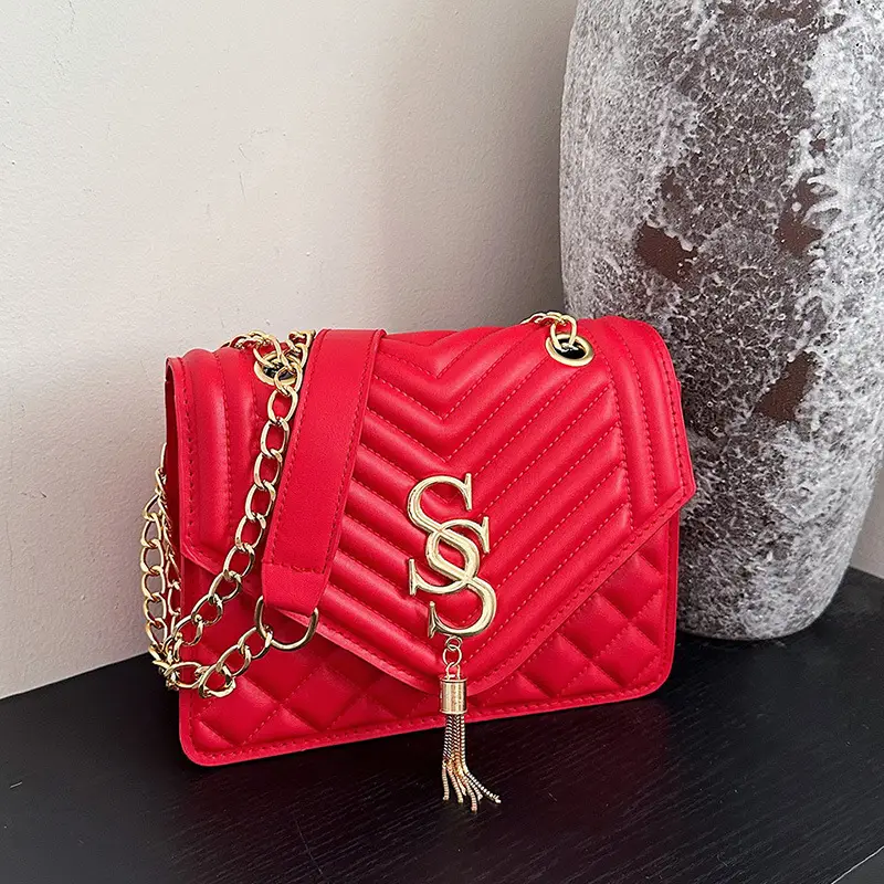Lingge Chain Bag Women's Tan 2024 New Style - Image 2