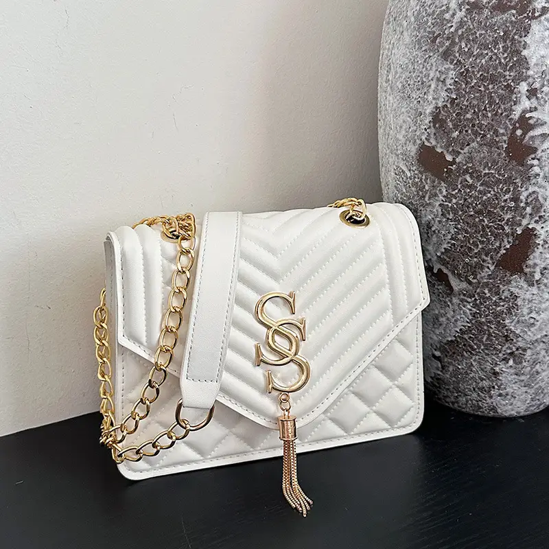 Lingge Chain Bag Women's Tan 2024 New Style - Image 4