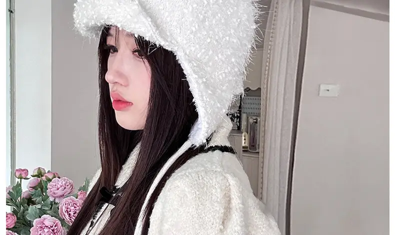 Winter Plush Fur Baseball Cap with Pom Pom for Women — feature 12
