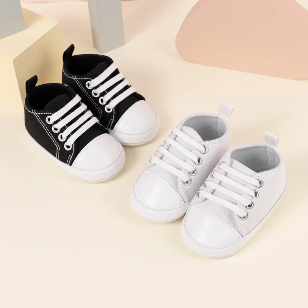 Classic Canvas Toddler Shoes Black White Non-Slip