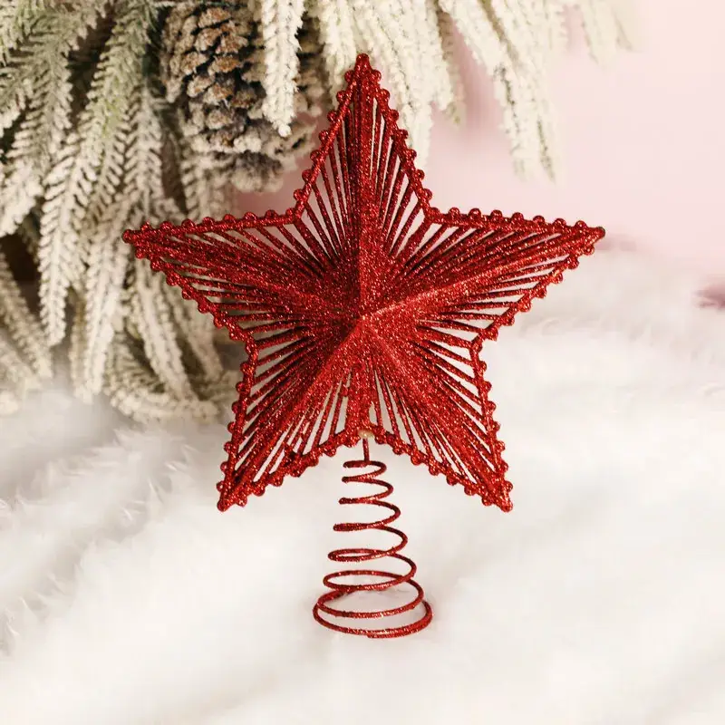 Golden 3D Five-Pointed Star Christmas Decoration Supplies