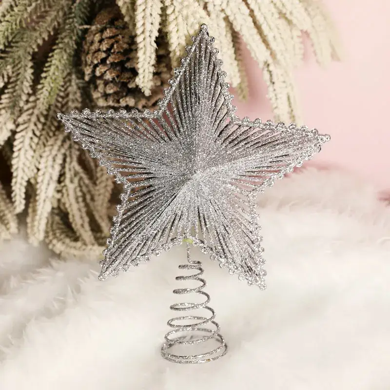 Golden 3D Five-Pointed Star Christmas Decoration Supplies