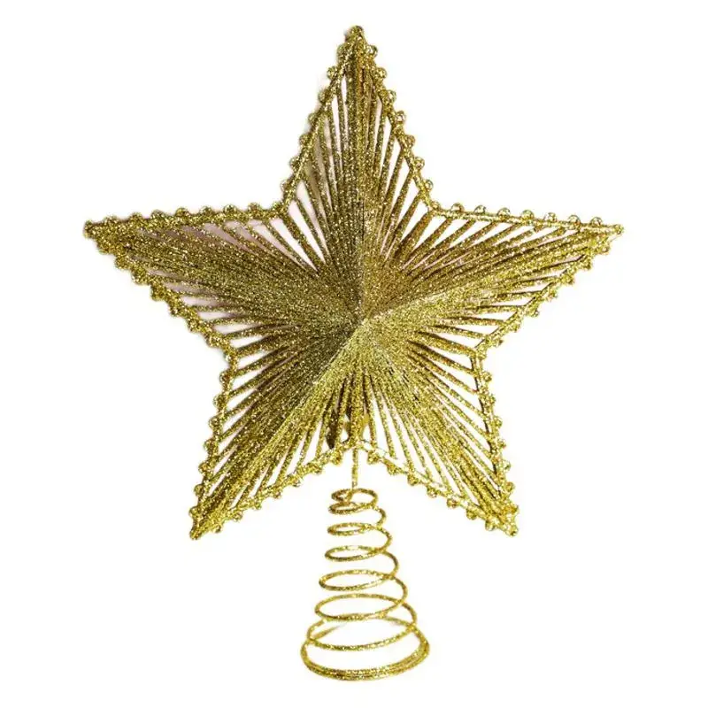 Golden 3D Five-Pointed Star Christmas Decoration Supplies