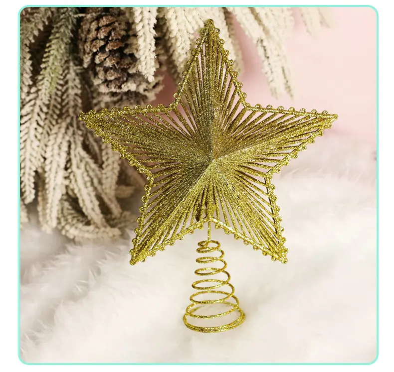 Golden 3D Five-Pointed Star Christmas Decoration Supplies — feature 11