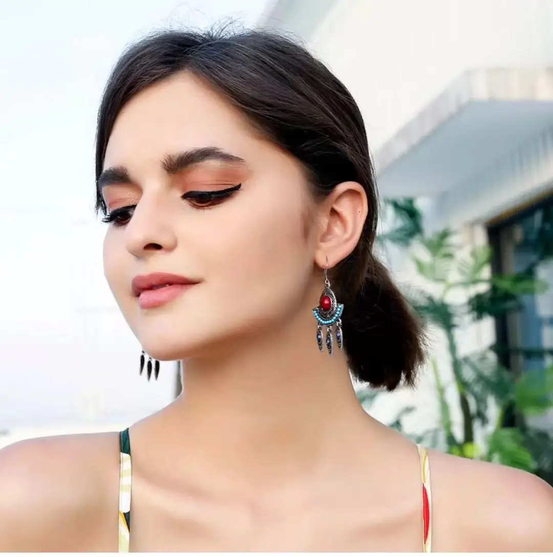Bohemian Turquoise Earrings European and American Retro Owl Geometric Dreamcatcher Feather Tassel Earrings Women — feature 18