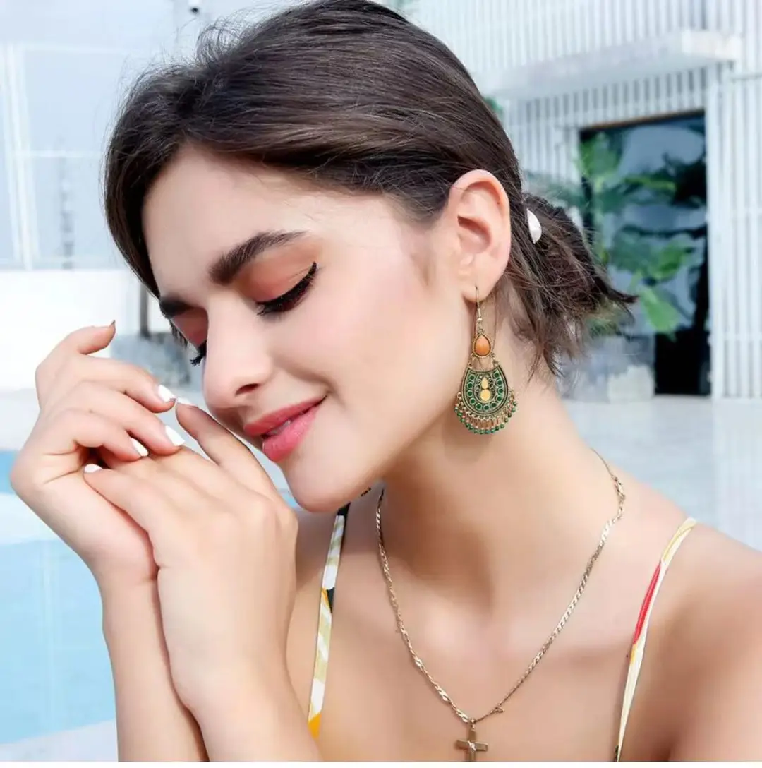 Bohemian Turquoise Earrings European and American Retro Owl Geometric Dreamcatcher Feather Tassel Earrings Women — feature 2