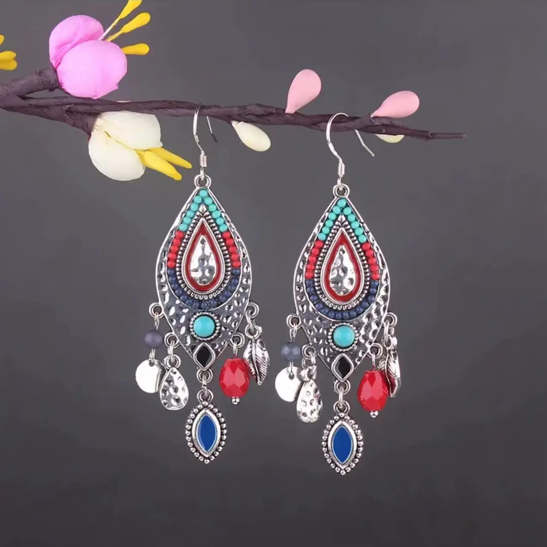 Bohemian Turquoise Earrings European and American Retro Owl Geometric Dreamcatcher Feather Tassel Earrings Women — feature 28