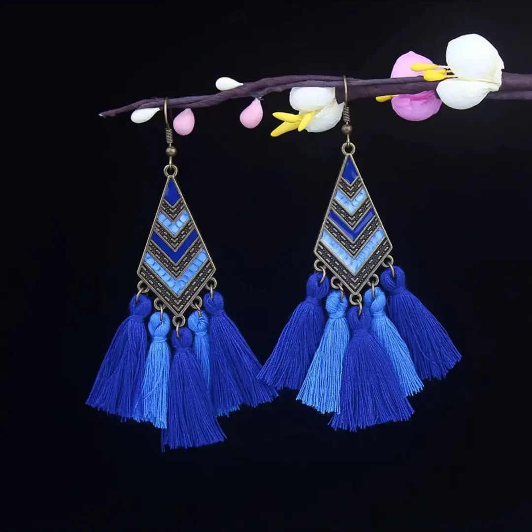 Bohemian Turquoise Earrings European and American Retro Owl Geometric Dreamcatcher Feather Tassel Earrings Women — feature 42