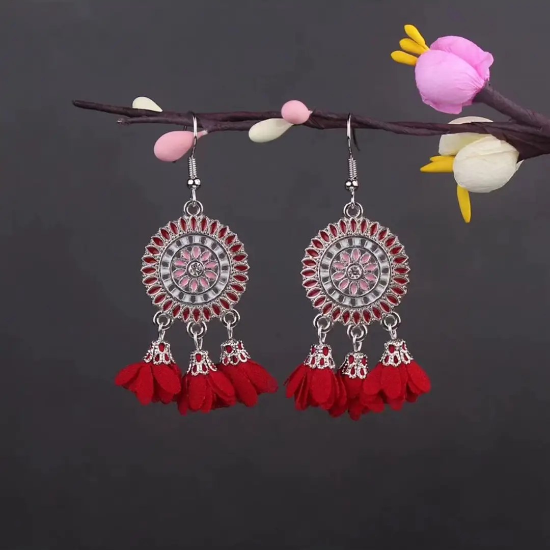Bohemian Turquoise Earrings European and American Retro Owl Geometric Dreamcatcher Feather Tassel Earrings Women