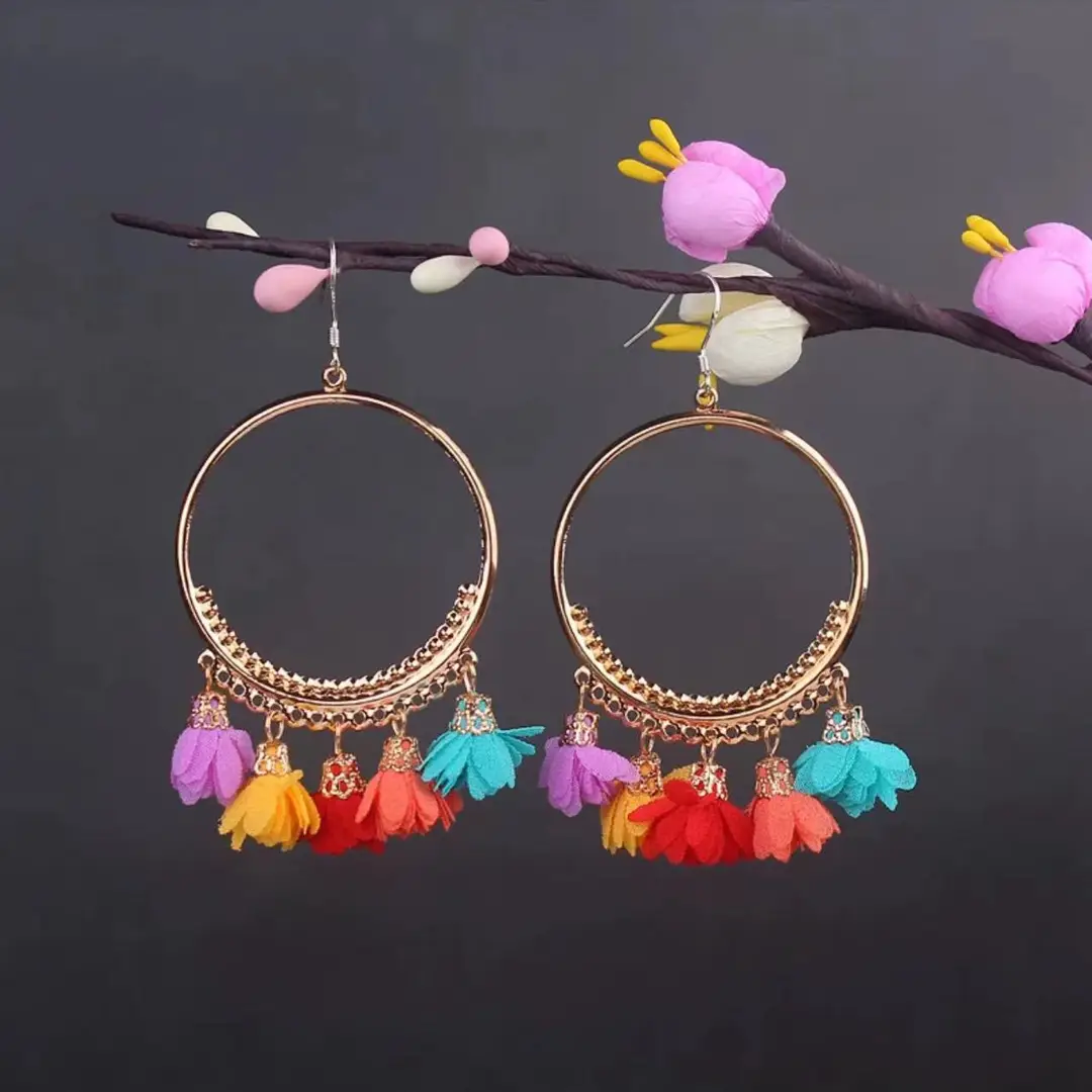 Bohemian Turquoise Earrings European and American Retro Owl Geometric Dreamcatcher Feather Tassel Earrings Women