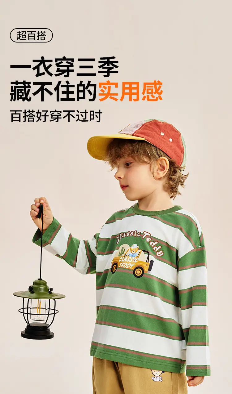 Classic Teddy Long Sleeve T-Shirt Boys Spring Striped — feature 10