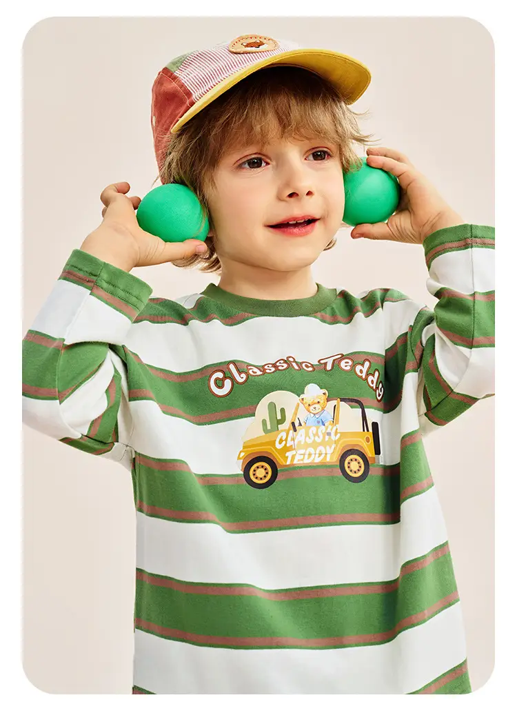 Classic Teddy Long Sleeve T-Shirt Boys Spring Striped — feature 19