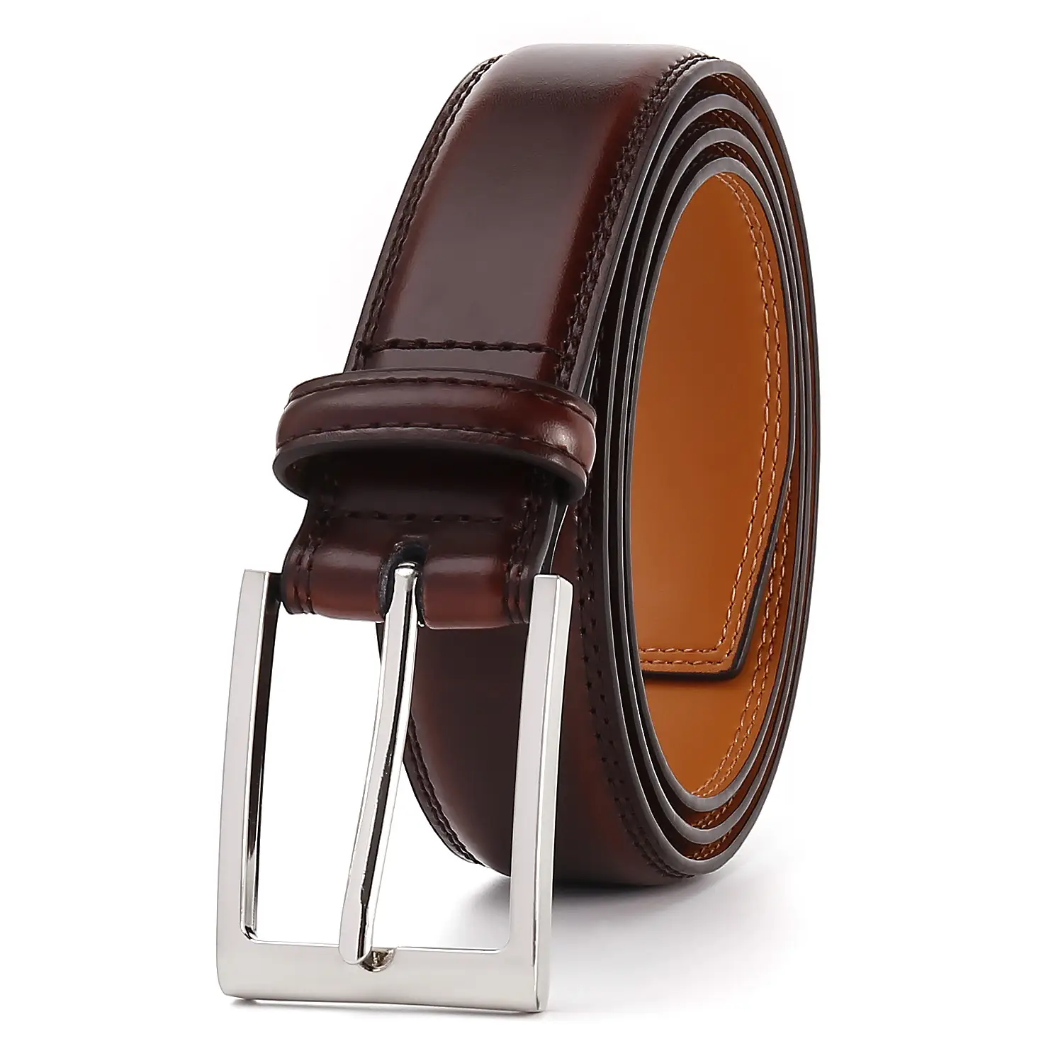 Men's Brown Cowhide Belt with Silver Buckle — feature 4