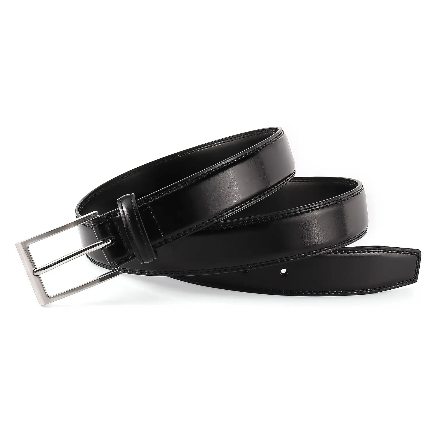 Men's Brown Cowhide Belt with Silver Buckle — feature 7