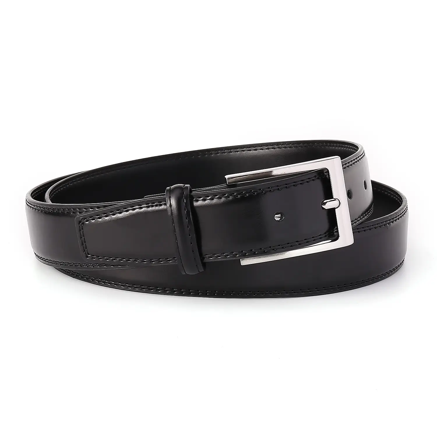 Men's Brown Cowhide Belt with Silver Buckle — feature 8