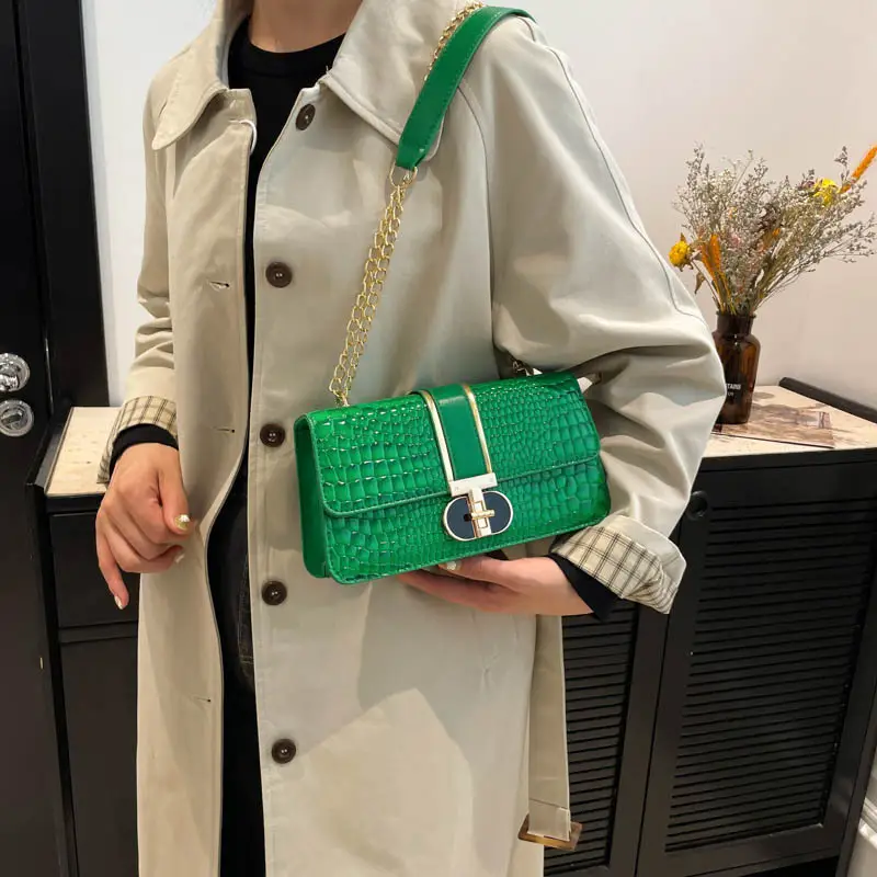 Red Croc Leather Shoulder Bag for Women 2024 - Image 7