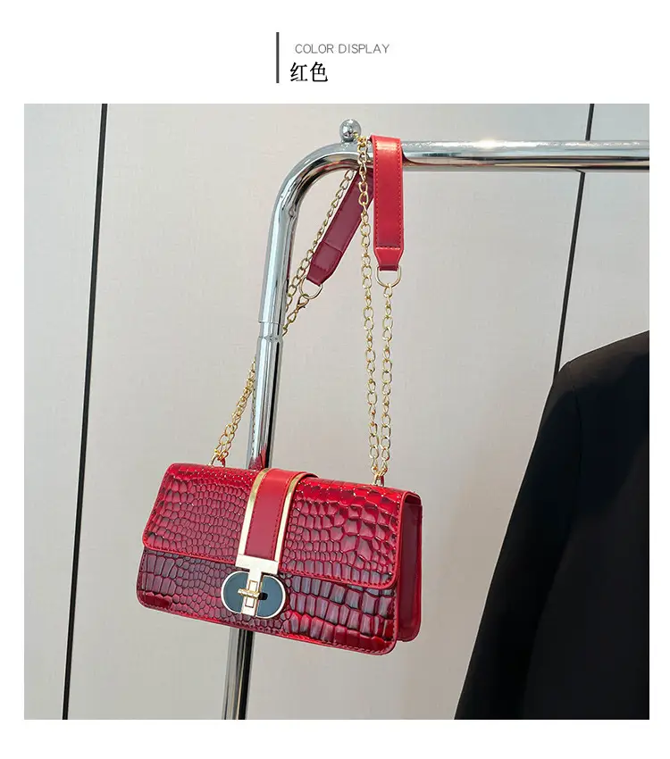 Red Croc Leather Shoulder Bag for Women 2024 — feature 14