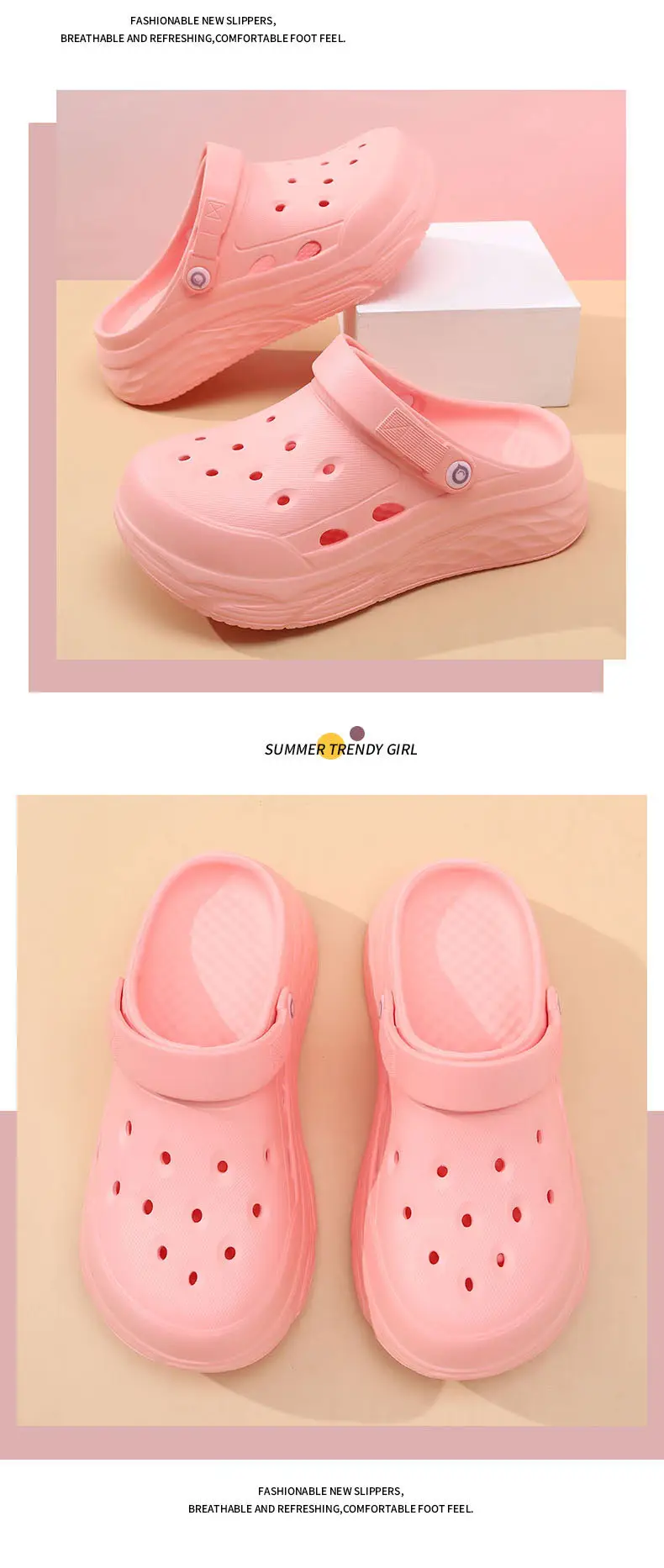 Thick-soled hole shoes women's high-rise breathable non-slip covered head sop summer wear new deodorant non-abrasive lightweight slippers — feature 8