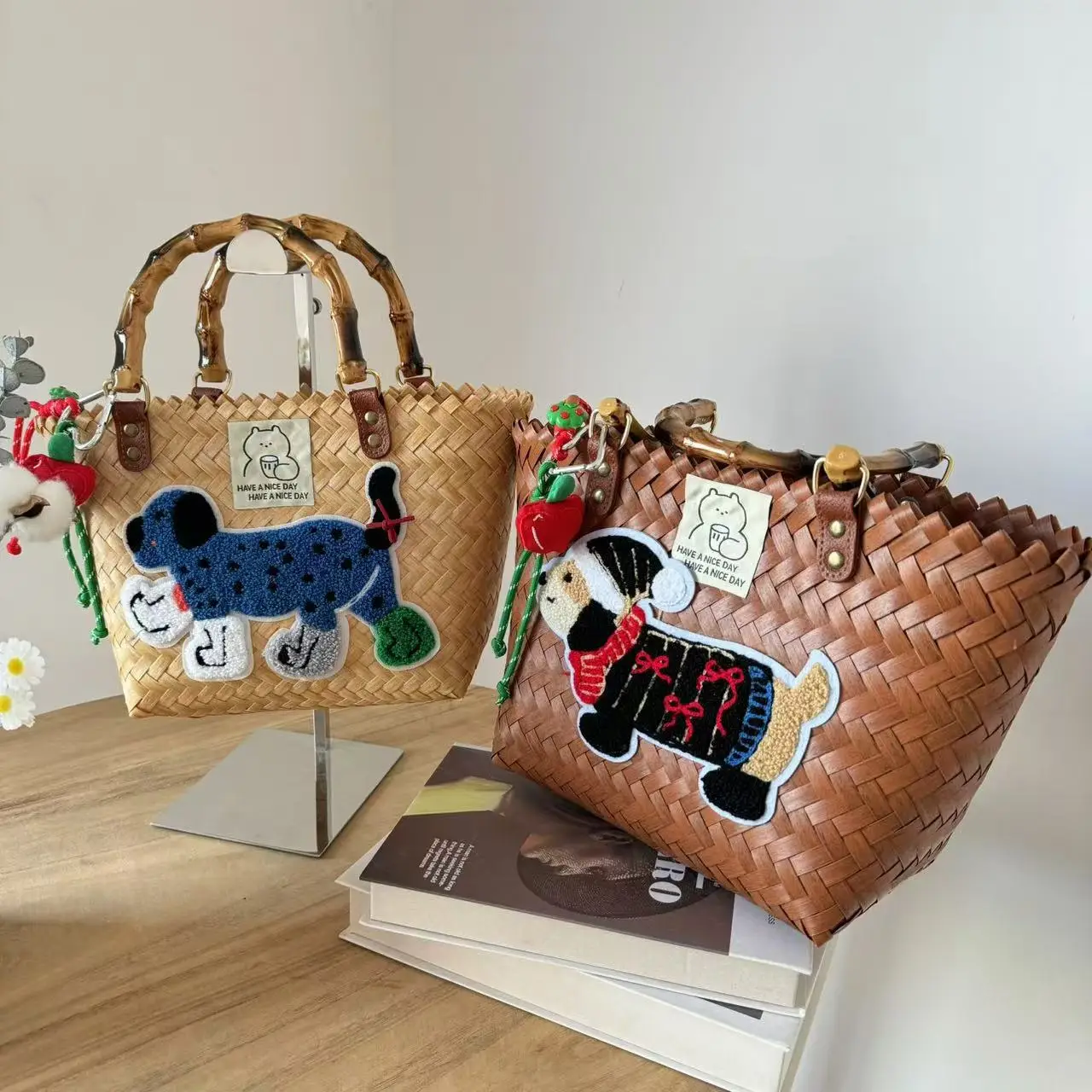 Dachshund Embroidered Nylon Rope Handmade Bag - Image 9