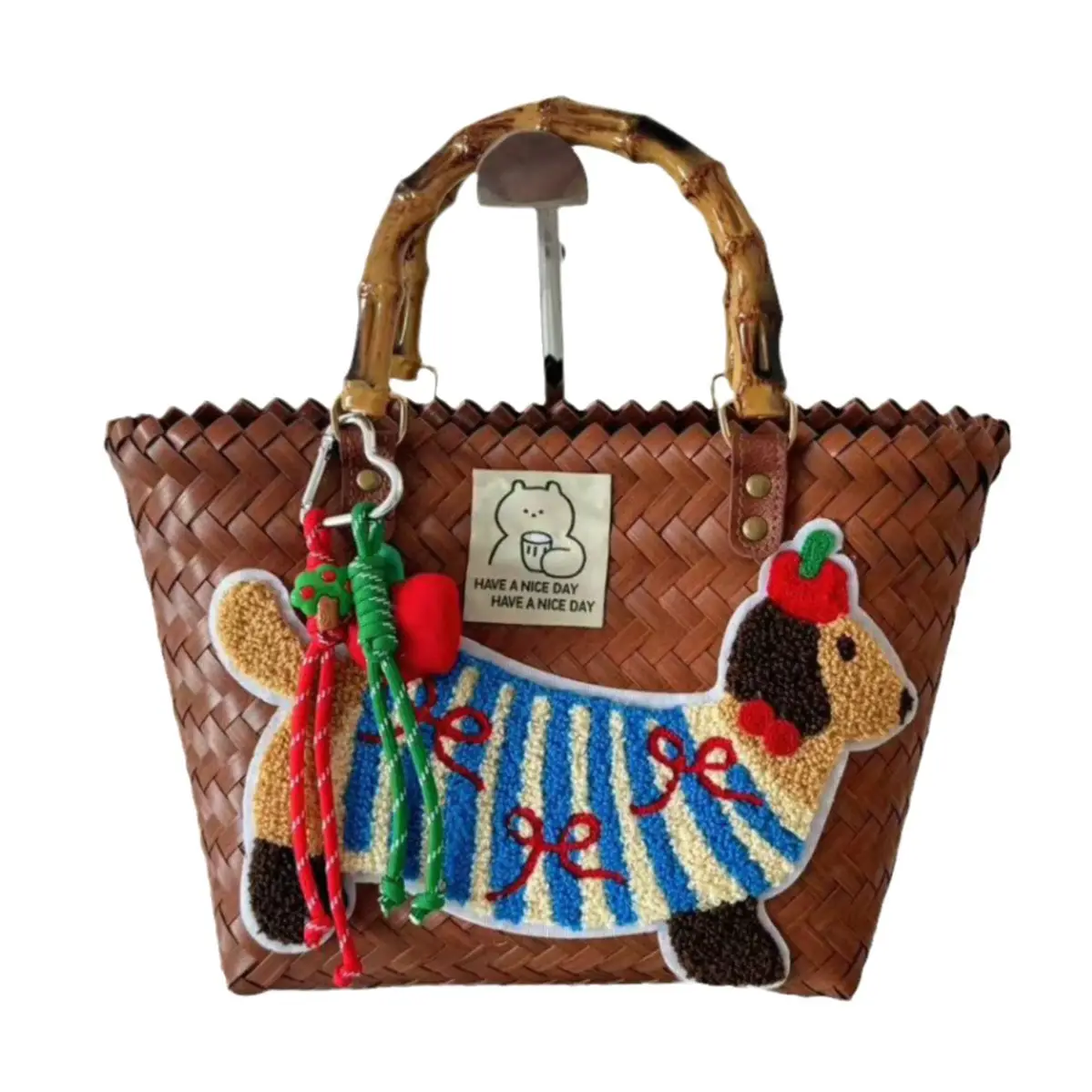 Dachshund Embroidered Nylon Rope Handmade Bag - Image 11