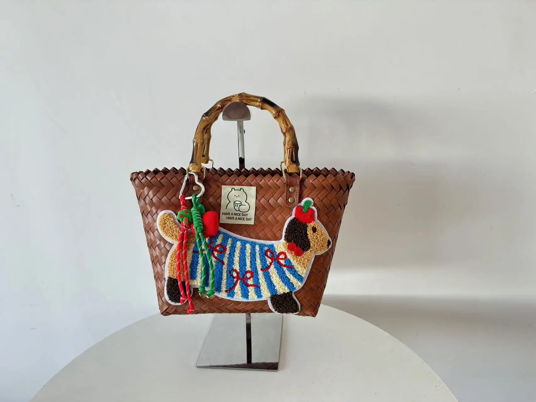 Dachshund Embroidered Nylon Rope Handmade Bag - Image 3