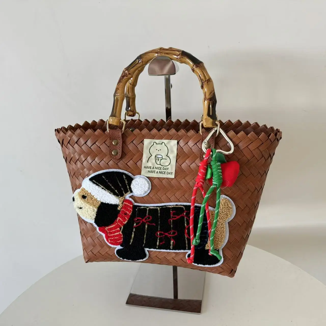 Dachshund Embroidered Nylon Rope Handmade Bag - Image 4