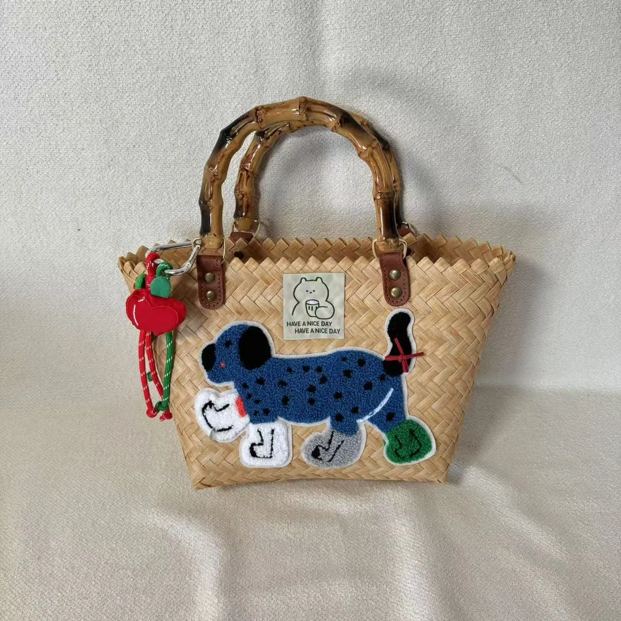 Dachshund Embroidered Nylon Rope Handmade Bag - Image 6