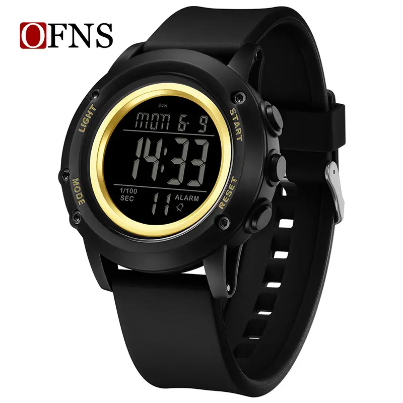 Men's Black Digital Watch with LED Display & Waterproof Strap - Image 5